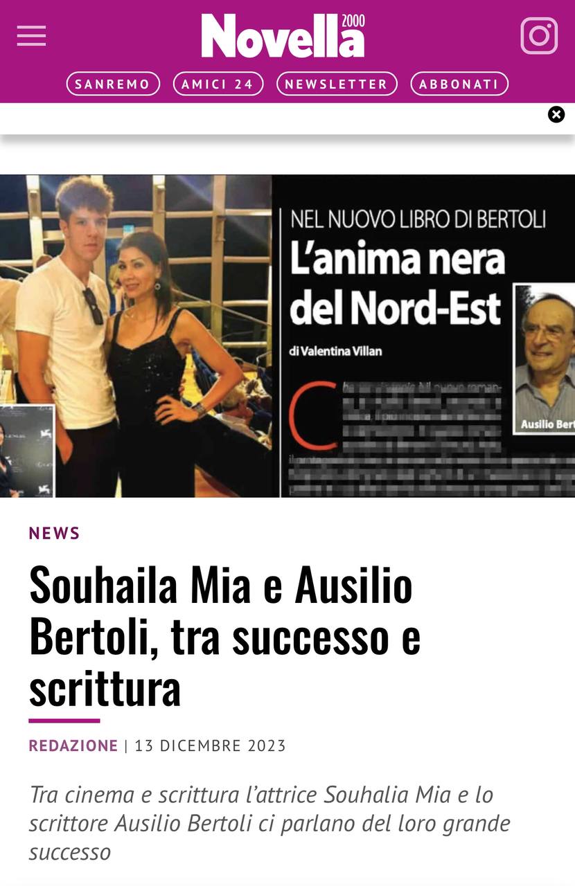 Articolo su Novella 2000: Souhaila Mia e Ausilio Bertoli