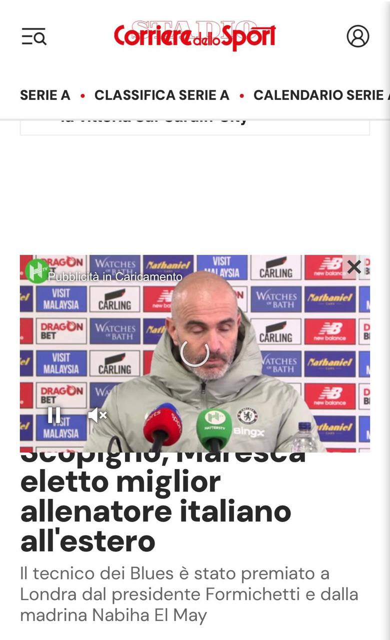 Articolo del Corriere dello Sport sul premio Scopigno a Enzo Maresca